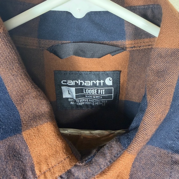 Carhartt Men’s Navy & Brown Buffalo Plaid Button-Down Shirt - Picture 6 of 8